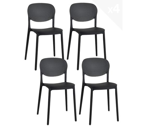 Lot de 4 chaises de cuisine empilables ABY (noir)