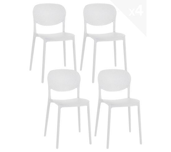 Lot de 4 chaises de cuisine empilables ABY (blanc)