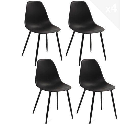 Lot de 4 chaises de cuisine design NOVA (noir)
