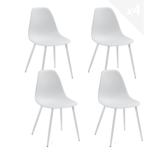 Lot de 4 chaises de cuisine design NOVA (blanc)