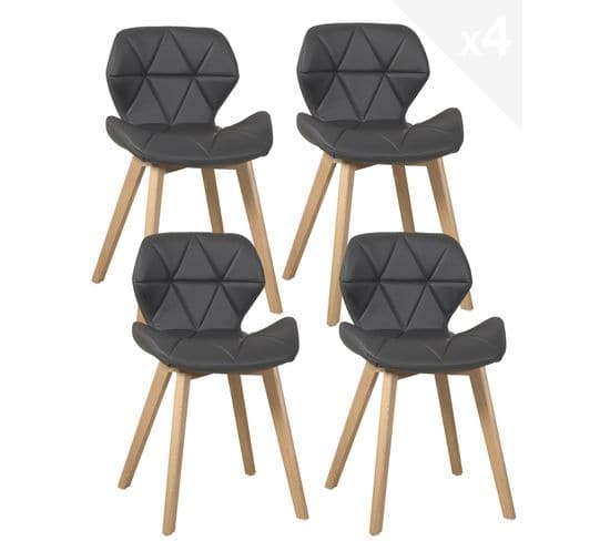 Lot de 4 chaises scandinaves design simili cuir FATI (gris)