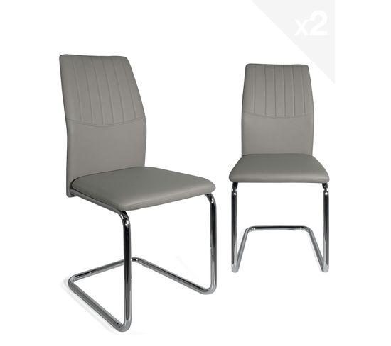 Lot de 2 chaises de salle à manger contemporaine design DINA (gris)