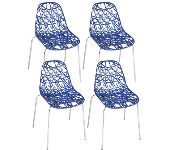 Lot 4 chaises de cuisine nid d'abeille IKO (Bleu)