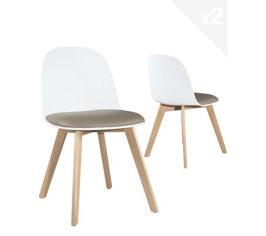 Lot de 2 chaises de cuisine Scandinaves UFI (blanc-gris)