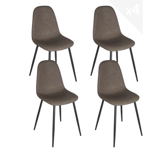Lot de 4 chaises design rembourrées NOVA (marron)