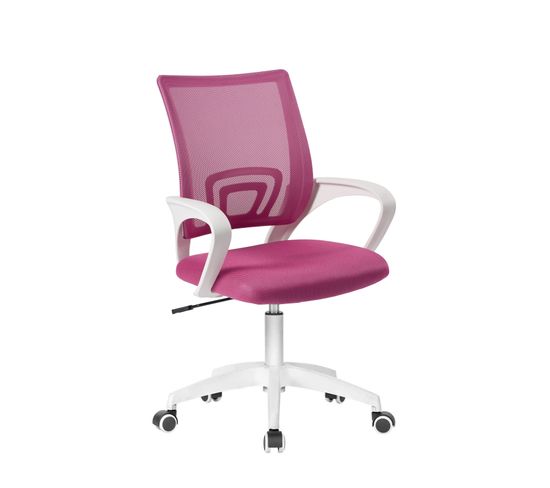 Chaise de bureau ergonomique pivotante réglable haut bas FLAG-E (rose Blanc)