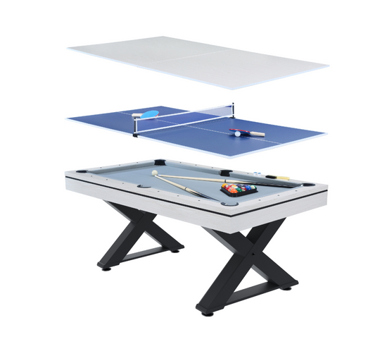 Table Multi-jeux En Bois Blanc Ping-pong Et Billard Texas