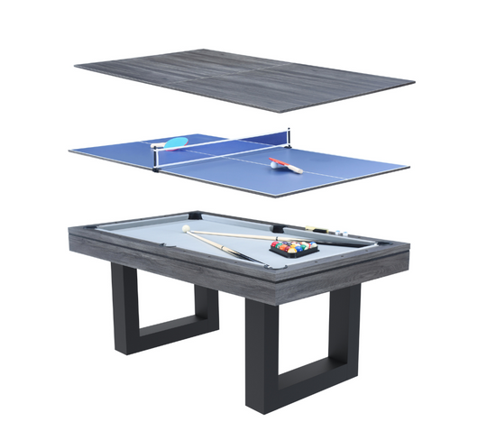 Table Multi-jeux 3 En 1 Billard Et Ping Pong En Bois Gris Denver
