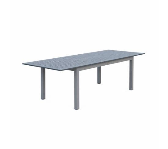 Table Extensible - Chicago Anthracite - Table En Aluminium 175/245cm Avec Rallonge. 8 Places