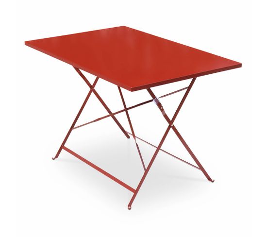 Table De Jardin Bistrot Pliable - Emilia Rectangle Terra Cotta - Table Rectangle 110x70cm En Acier