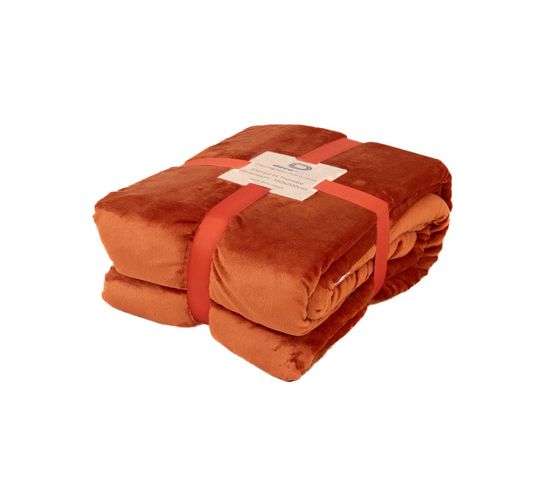 Plaid Sherpa Flanelle 480gsm 150x200 Terracotta