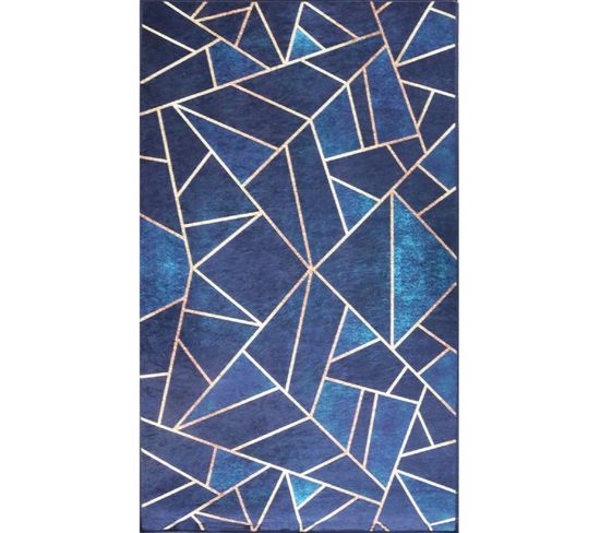 Tapis Grafic Bleu Doré - 80x150