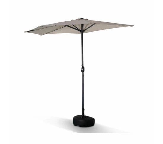 Parasol De Balcon Ø250cm  – Calvi – Demi-parasol Droit. Mât En Aluminium Avec Manivelle