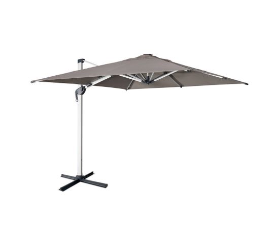 Parasol Déporté Haut De Gamme LED Carré 3x3m – Pyla LED Taupe– Toile Sunbrella ® Fabriquée En