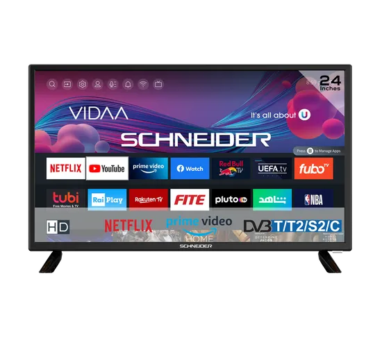 TV LED HD 24" (60 cm) - Smart TV - 3xHDMI - 2xUSB - Sortie Optique - Noir - Scled24hv100
