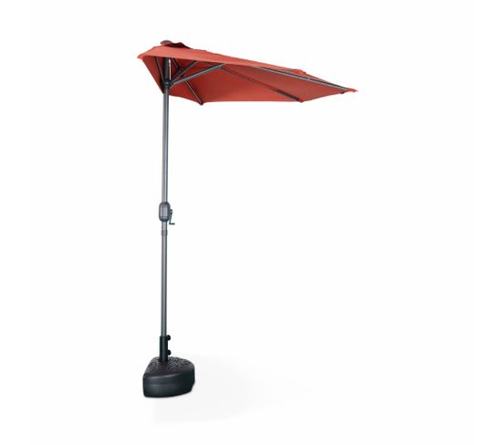 Parasol De Balcon Ø250cm  – Calvi – Demi-parasol Droit. Mât En Aluminium Avec Manivelle