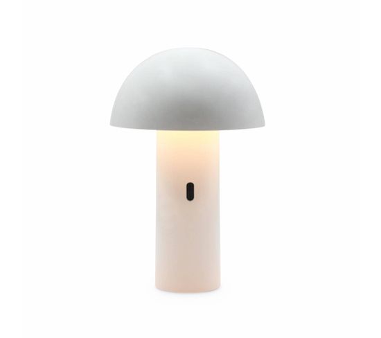 Lampe De Table Sans Fil Nomade à Tête Orientable Blanche H 28cm. Intérieur / Extérieur
