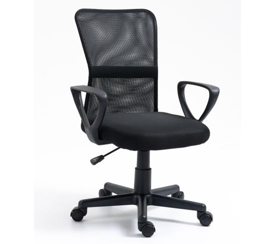 Chaise De Bureau Ergonomique Reglable Avec Accoudoirs Base Nylon Noir Tissu