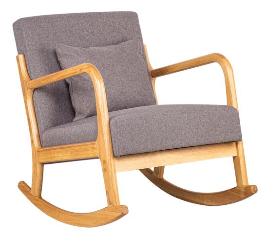 Rocking Chair Chaise A Bascule Scandinave Tissu Gris Hevea