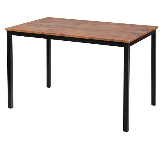 Table à Manger Rectangulaire Design Industriel Moderne Marron Metal