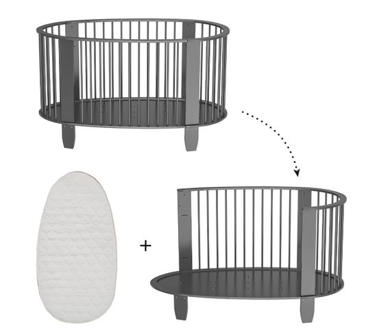 Lit Evolutif 70x140 Matelas Inclus Oeuf Gris Anthracite But