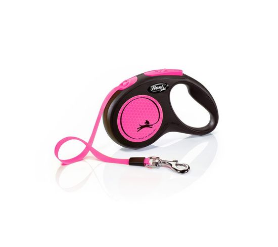 Laisse New Neon M Tape 5 M Black/ Neon Pink Flexi Cl21t5-251-s-neop