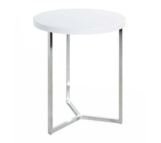 Table D'appoint "lucinda" 54cm Blanc Et Chromé