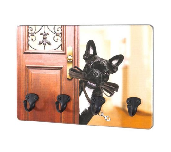 Porte-clés Mural "chien" 30cm Marron Et Noir