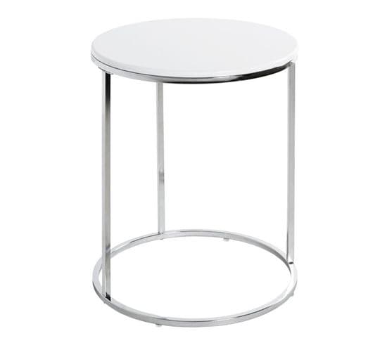 Table D'appoint Design "zano" 50cm Blanc et Argent