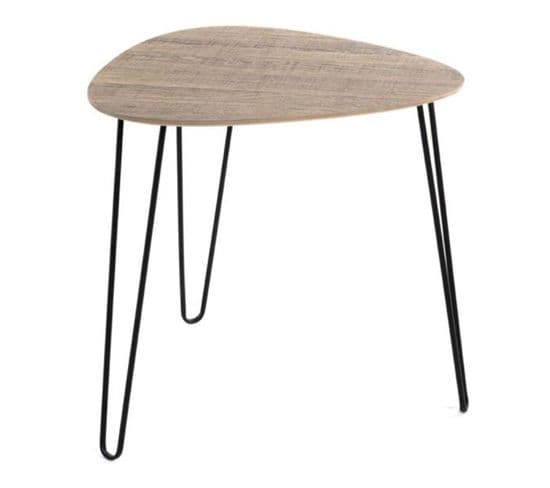 Table D'appoint Design "rodry" 48cm Chêne Et Noir