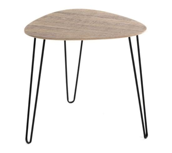 Table D'appoint Design "rodry" 43cm Chêne Et Noir
