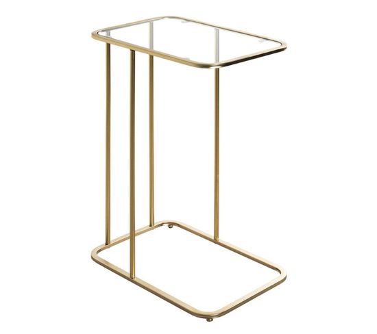 Table D'appoint Design "verre Trempé" 65cm Or