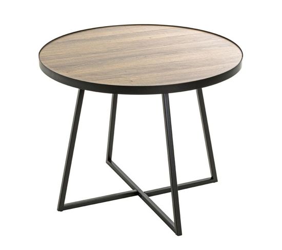 Table D'appoint Design "qanaq" 60cm Noir et Chêne