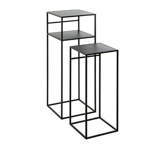 Lot De 2 Tables D'appoint Design "mino" 85cm Noir