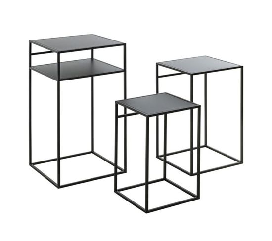 Lot De 3 Tables D'appoint Design "mino" 64cm Noir