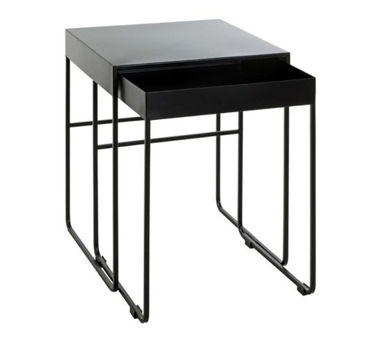 Lot De 2 Tables D'appoint Design "lirola" 54cm Noir