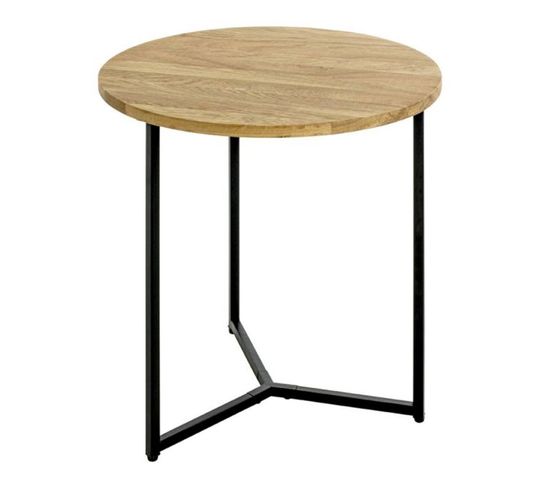 Table D'appoint Ronde "pika" 52cm Chêne et Noir