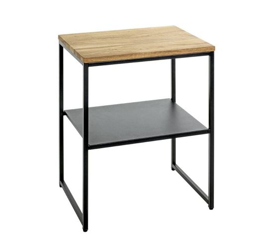 Table D'appoint 2 Niveaux "pika" 60cm Chêne et Noir