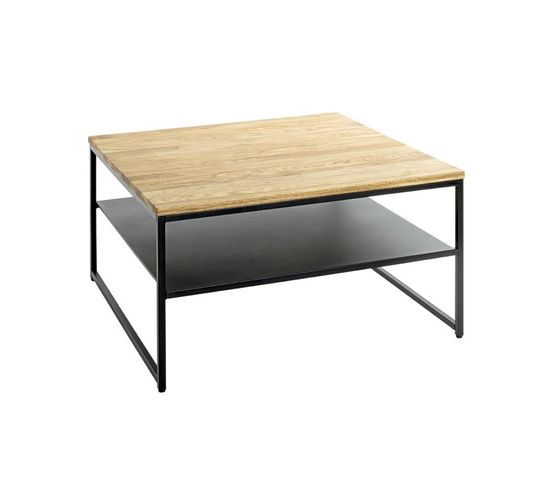 Table Basse Design "pika" 70cm Chêne Et Noir