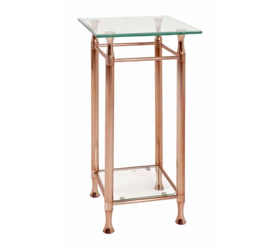 Table D'appoint Acier et Verre Design "hyva" 72cm Cuivre