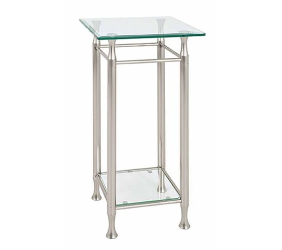 Table D'appoint Acier et Verre Design "hyva" 72cm Inox