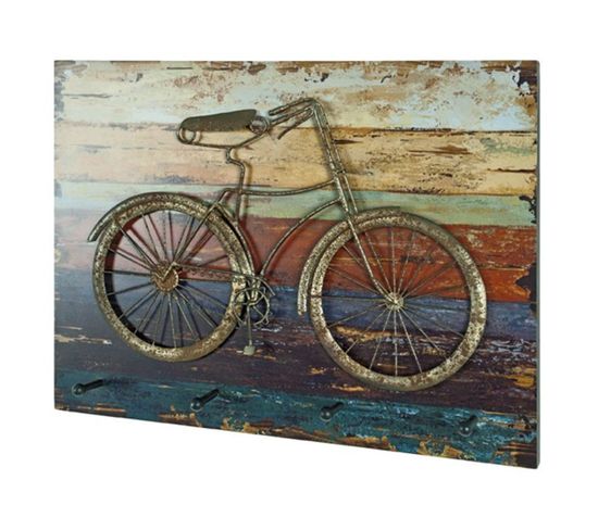 Patère Murale 4 Crochets "vélo" 53cm Multicolore