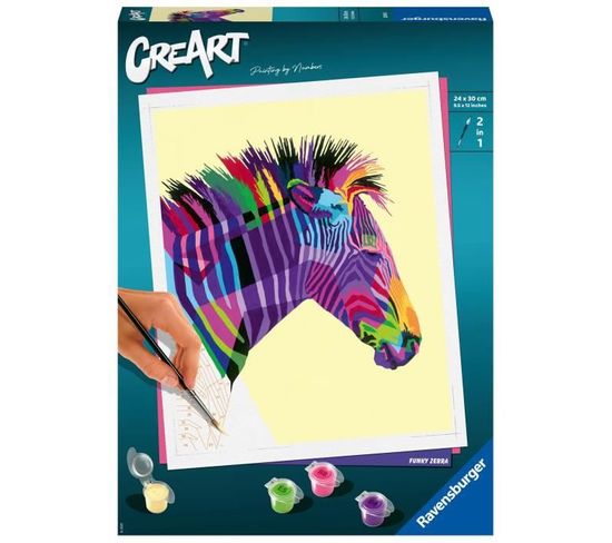 Creart - Grand - Zebre - - Coffret Complet - Peinture Au Numéro Adulte - Des 12 Ans