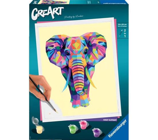 Creart - Grand - Elephant - Ravensburger - Coffret Complet - Peinture Au Numéro Adulte - Des 12 Ans