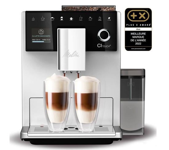 Machine À Café Avec Broyeur Ci Touch F630-101 - 2 Réservoirs À Grains - Ecran Tactile - Argent