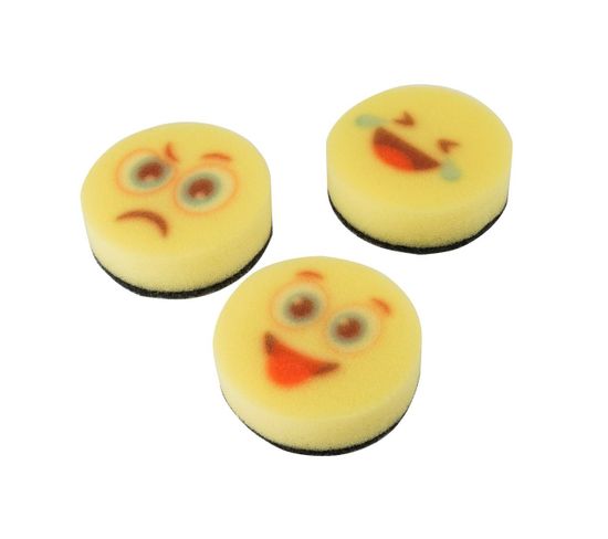 Lot De 3 Éponges De Vaisselle Motifs Emoji Tecno