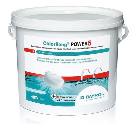 Chlore Lent 5 Fonctions Galet 5kg - Chlorilong Power 5