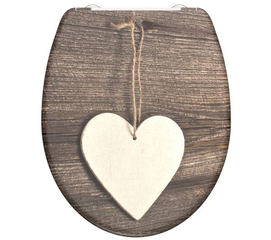 Siège De Toilette Avec Fermeture En Douceur Wood Heart Imprimé