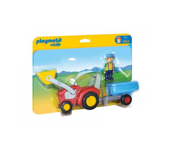 6964 Playmobil Fermier Avec Tracteur Et Remorque