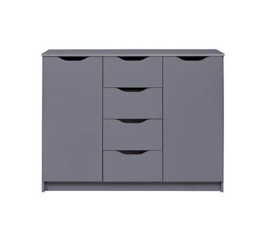 Buffet 4 tiroirs 2 portes SILENZIA décor gris graphite